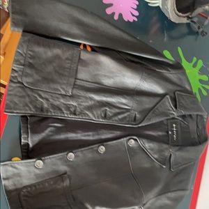 Black Genuine leather coat